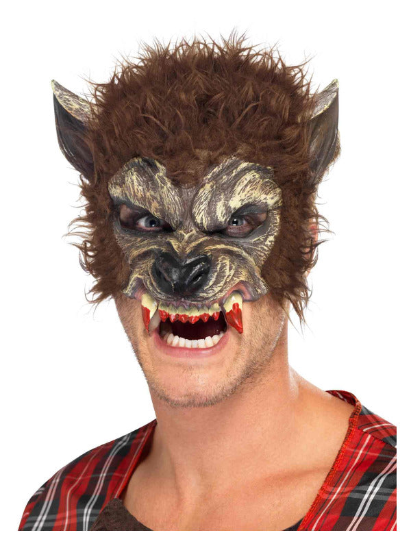 Werewolf Half Face Latex Mask Brown