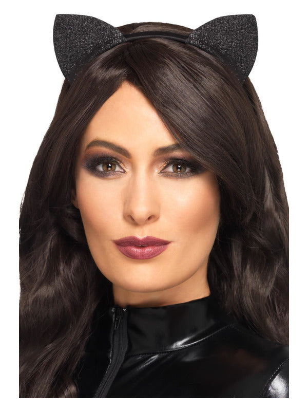 Glitter Vinyl Cat Ears Black