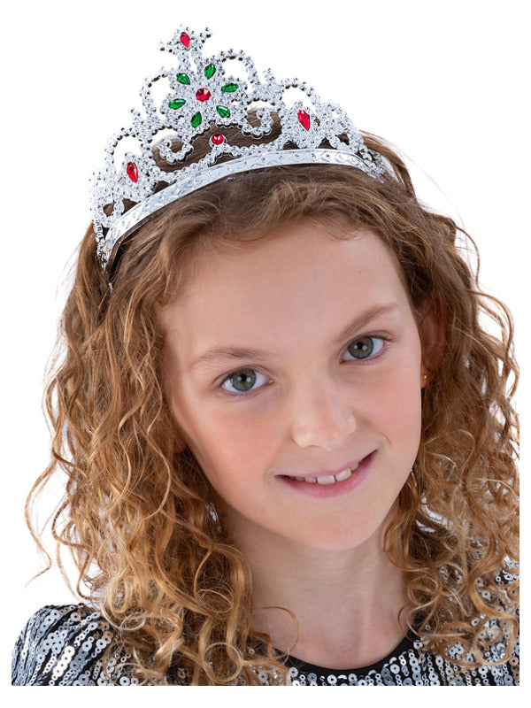 Flower Jewelled Tiara Silver