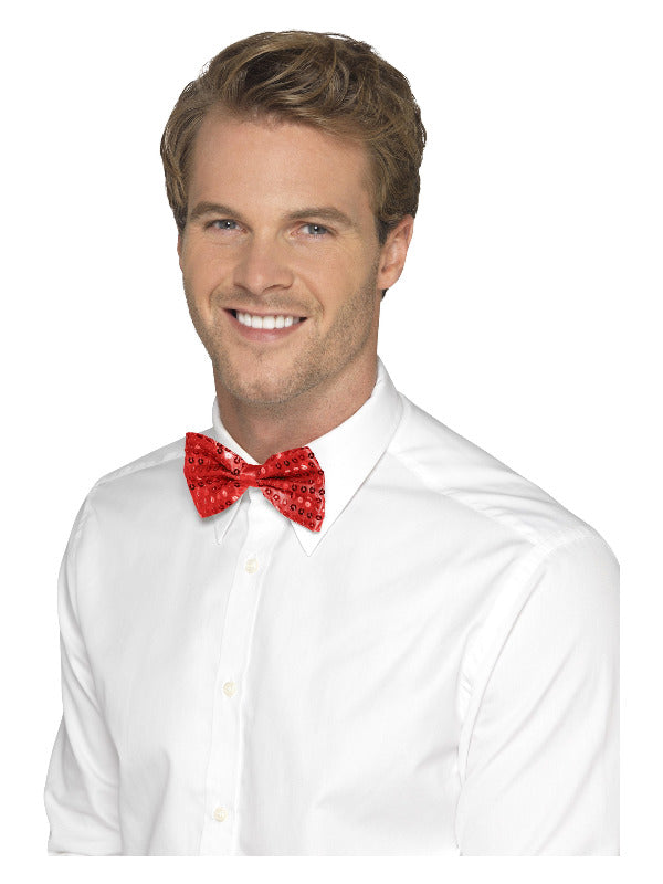 Sequin Bow Tie Red