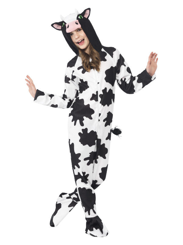 Kids Cow Costume Black  White