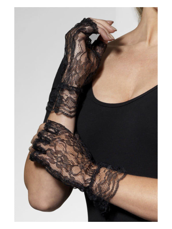 Fingerless Lace Gloves Black