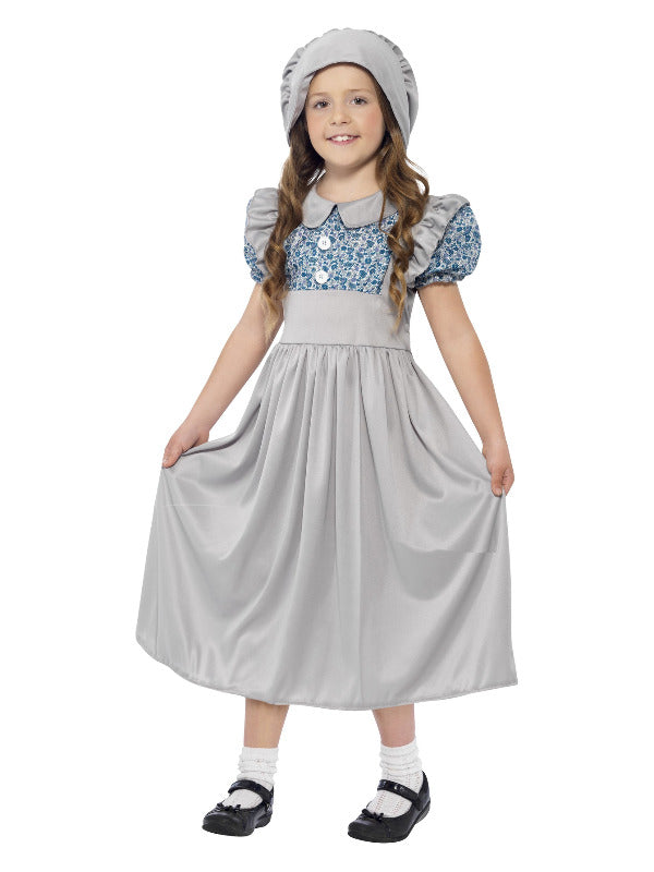 Kids Victorian School Girl Costume Grey
