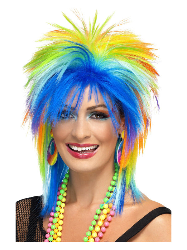 80s Rainbow Punk Wig MultiColoured