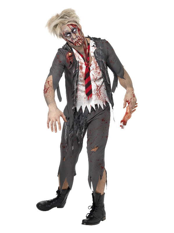 High School Horror Zombie Schoolboy Costume Grey