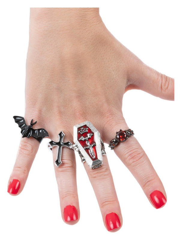 Assorted Gothic Vampire Rings 4Pk