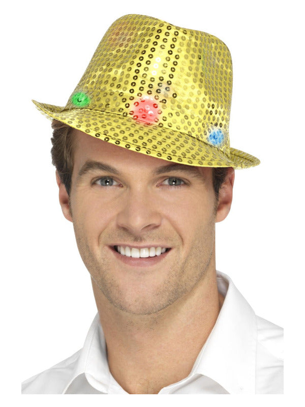Unspecified Light Up Sequin Trilby Hat Gold