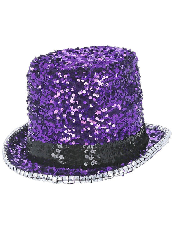 Fever Deluxe Felt Sequin Top Hat Purple