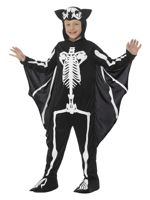 Kids Bat Skeleton Costume Black  White