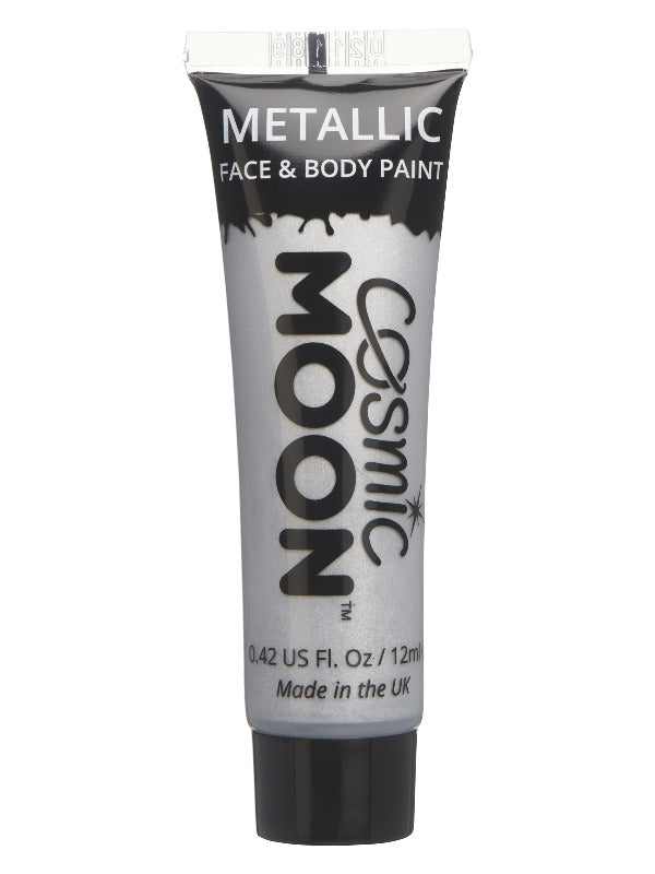 Adult Cosmic Moon Metallic Face Body Paint Silver