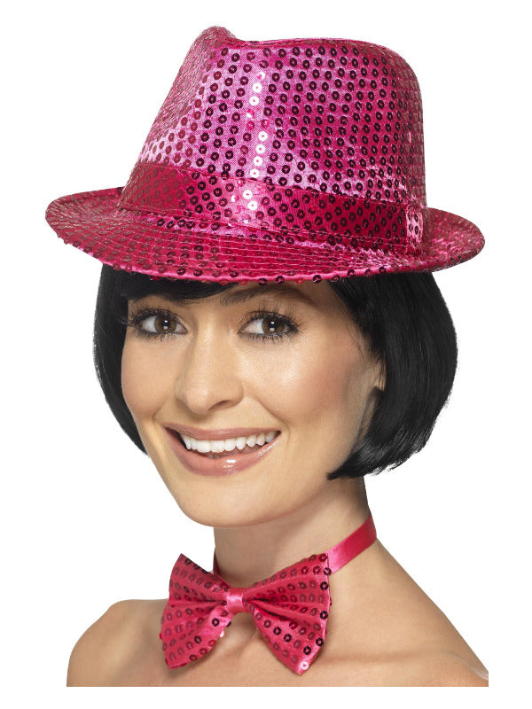Sequin Trilby Hat Pink