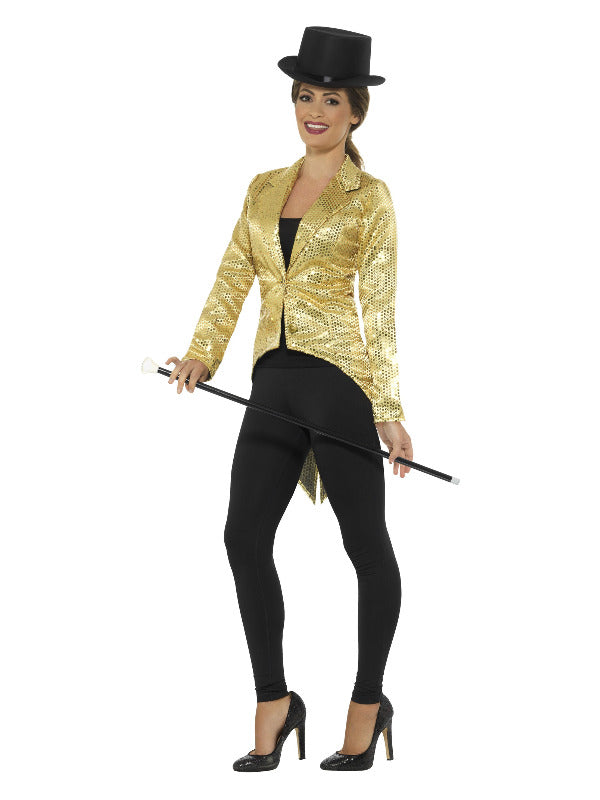 Sequin Tailcoat Jacket Ladies Gold