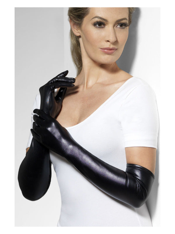 Gloves Wet Look Black