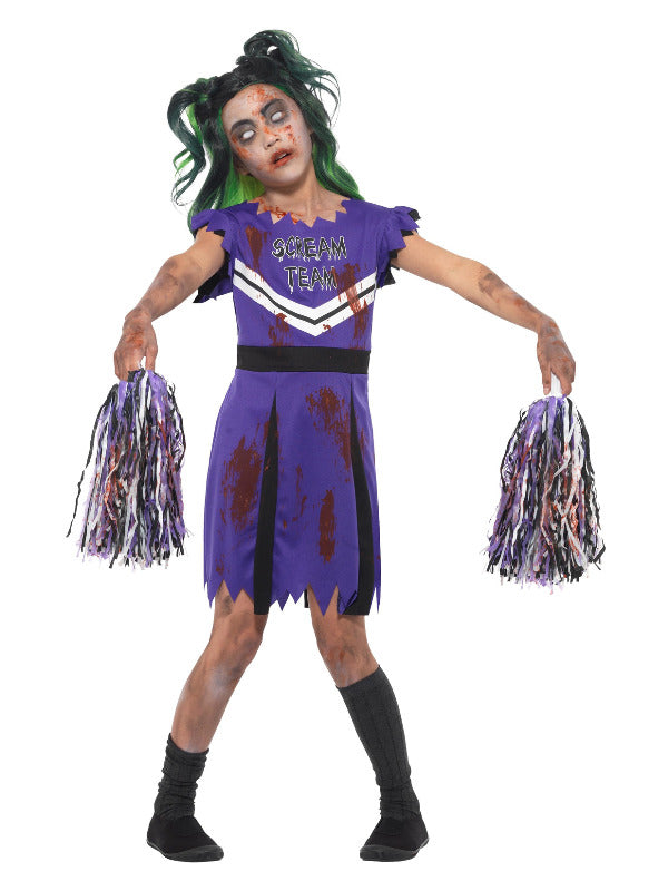 Kids Dark Cheerleader Costume Purple Black