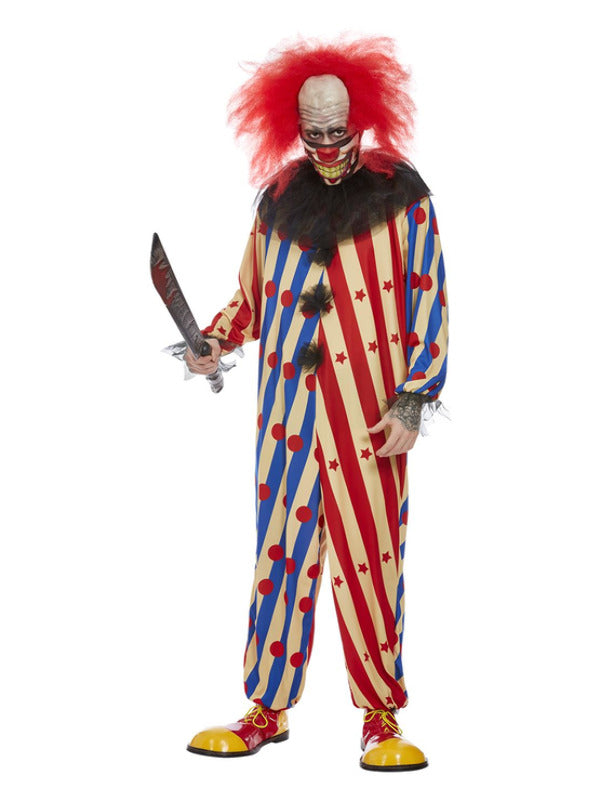 Adult Creepy Clown Costume Red  Blue (2)