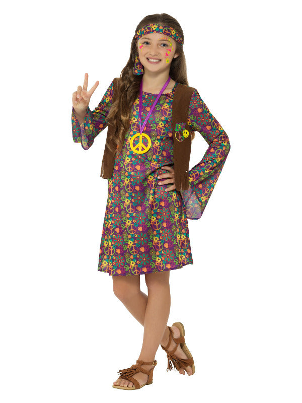 Kids Hippie Girl Costume with Dress MultiColoured
