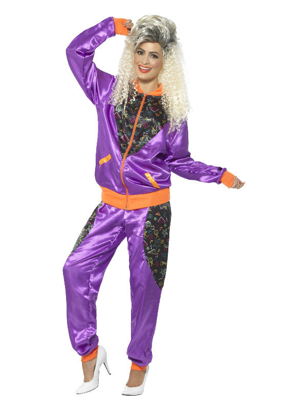 Retro Shell Suit Costume Ladies Purple