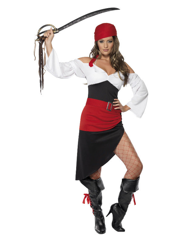 Sassy Pirate Wench Costume with Skirt Black