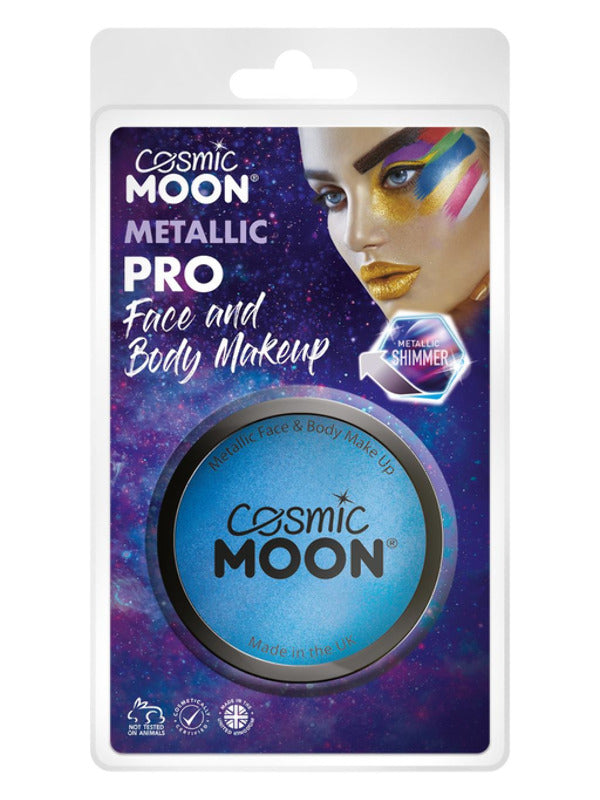 Adult Cosmic Moon Metallic Pro Face Paint Cake Pots Blu (2)