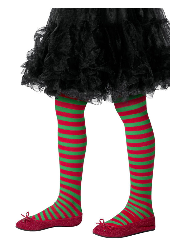 Kids Striped Tights Childs Red Green