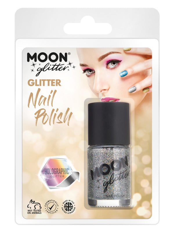 Adult Moon Glitter Holographic Nail Polish Silver (2)