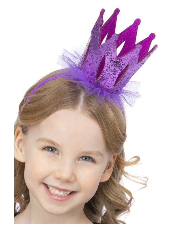 Kids Purple Glitter Crown Headband