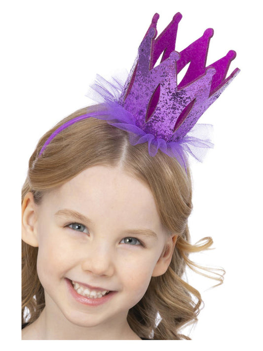 Kids Purple Glitter Crown Headband