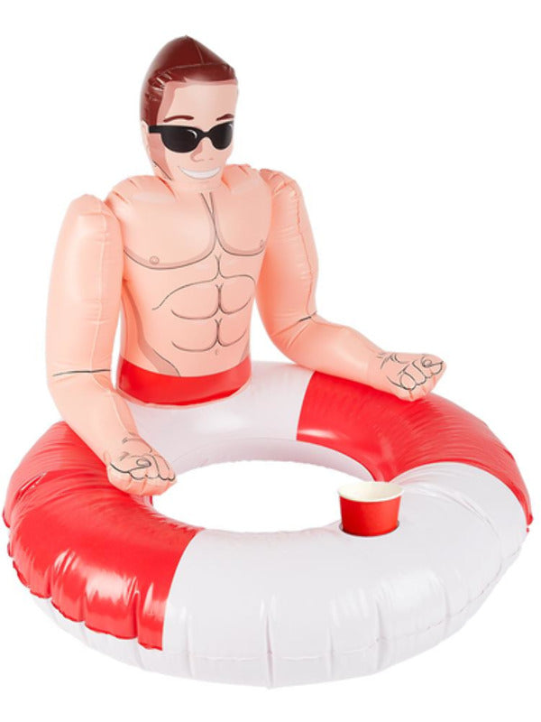 Inflatable Lifeguard Hunk Swim Ring Red  White