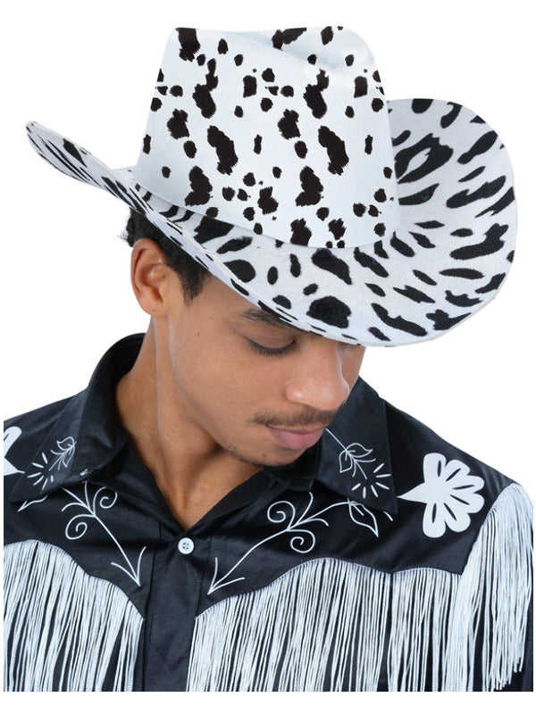 Cow Print Cowboy Hat with Cord