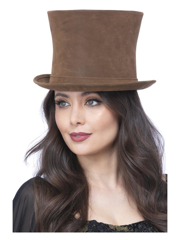 Deluxe Authentic Victorian Top Hat Brown