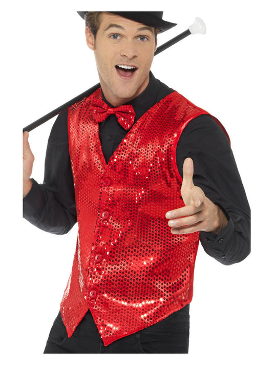 Sequin Waistcoat Red