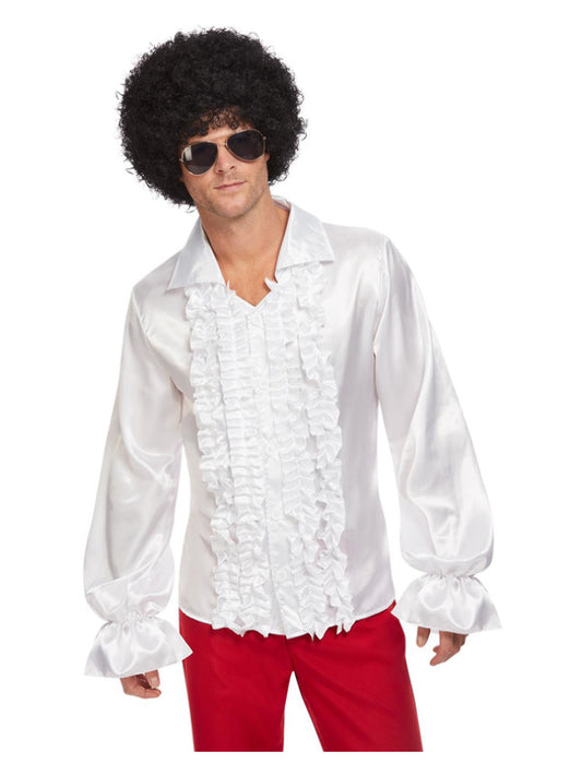 60s Ruffled Shirt White