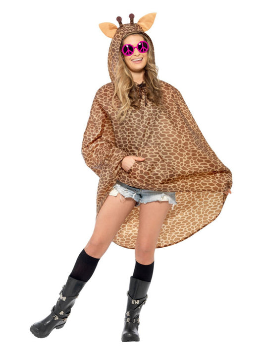 Giraffe Party Poncho Brown