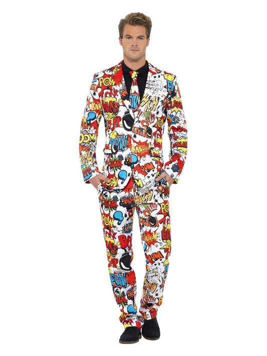 Comic Strip Suit Red  White