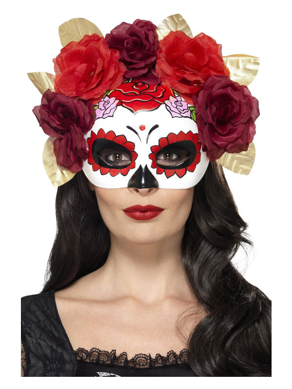 Day of the Dead Rose Eyemask Red