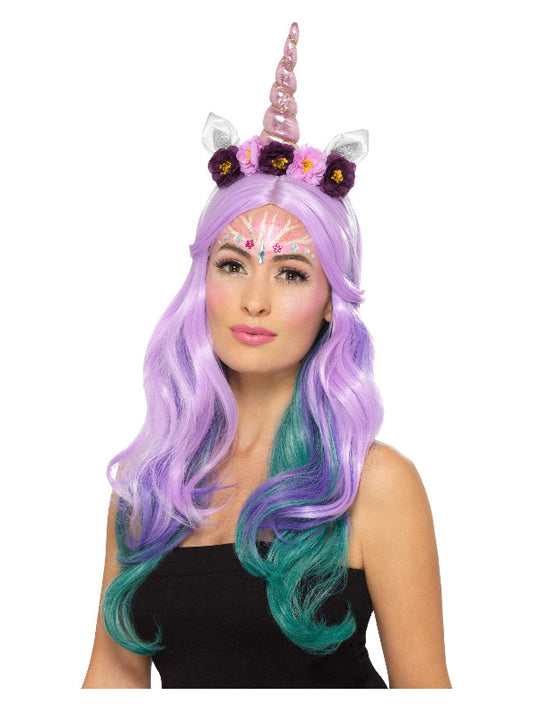 Smiffys MakeUp FX Unicorn Kit Aqua MultiColou