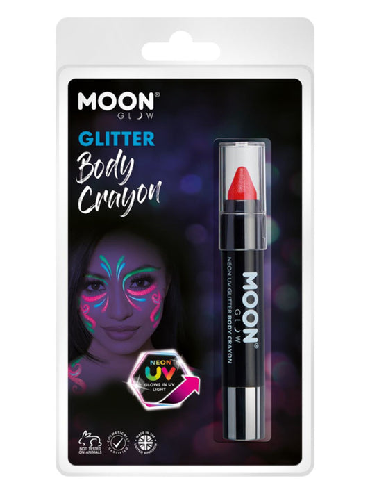 Moon Glow  Neon UV Glitter Body Crayosn Red