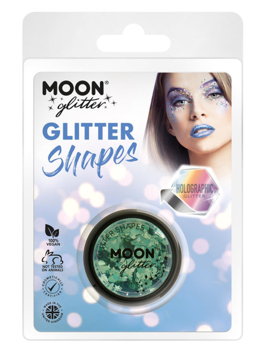 Adult Moon Glitter Holographic Glitter Shapes Green (2)