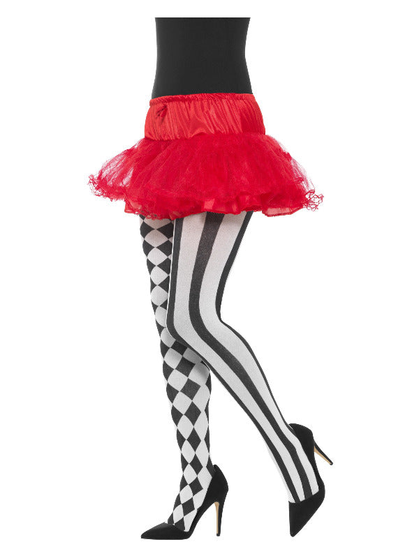 Harlequin Tights White  Black
