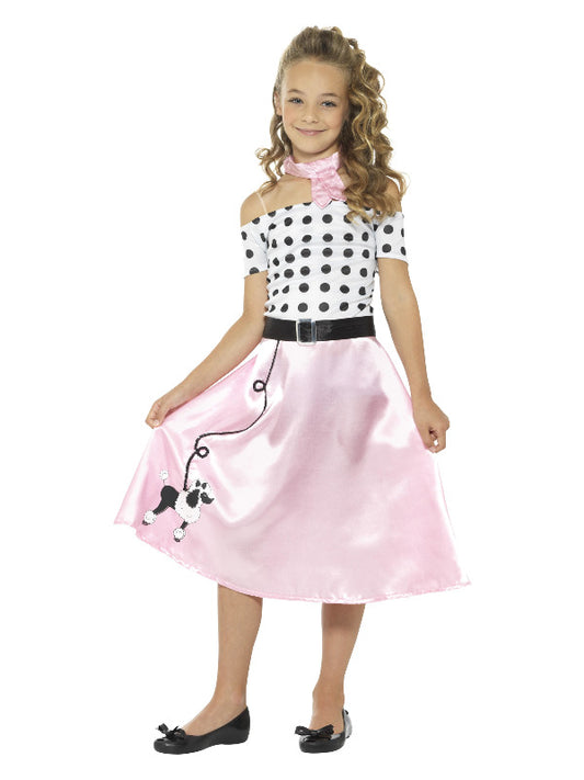Kids 50s Poodle Girl Costume Pink