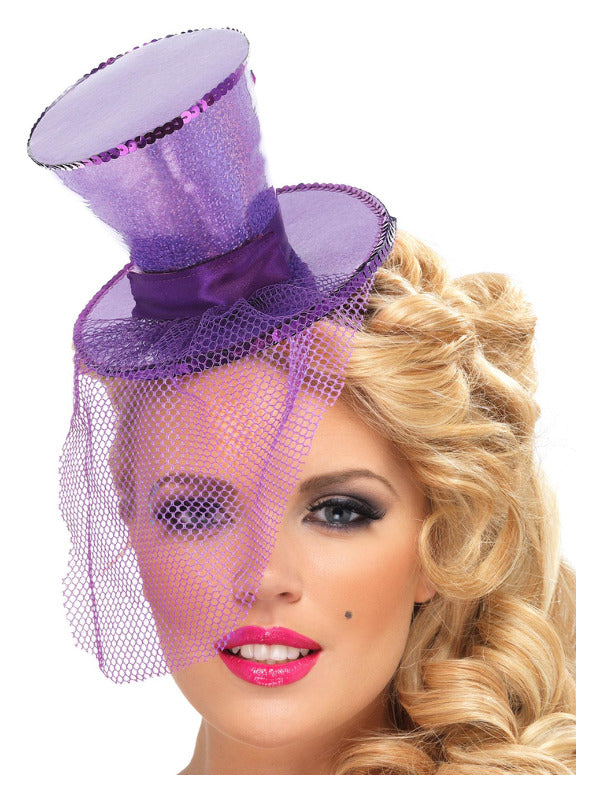 Fever Mini Top Hat on Headband Purple