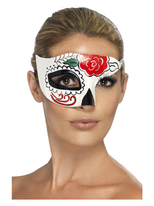 Day of the Dead Half Eye Mask White