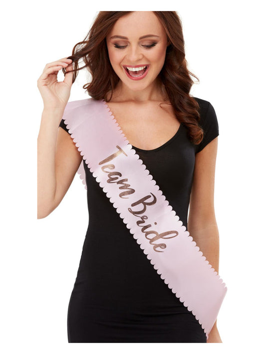 Team Bride Sash Pink  Gold