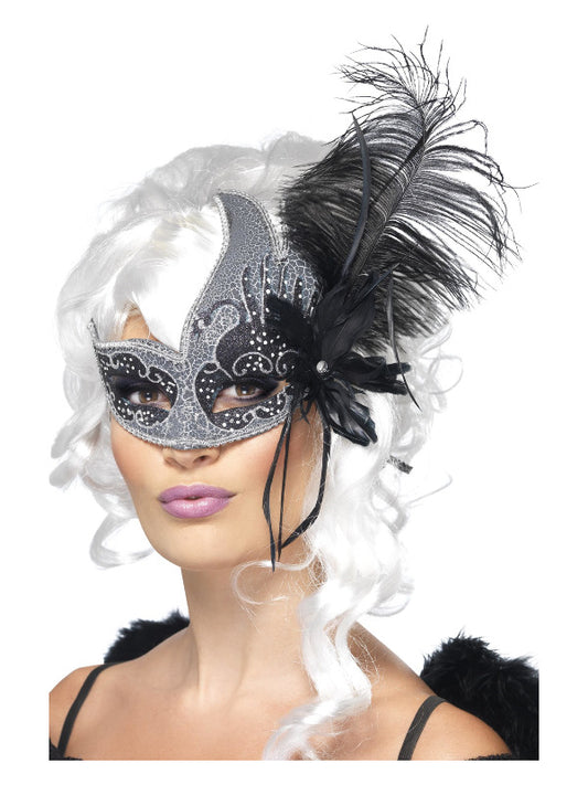 Masquerade Dark Angel Eyemask Silver  Black