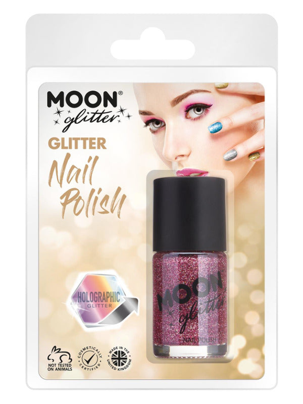 Adult Moon Glitter Holographic Nail Polish Pink (2)