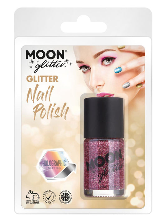 Adult Moon Glitter Holographic Nail Polish Pink (2)