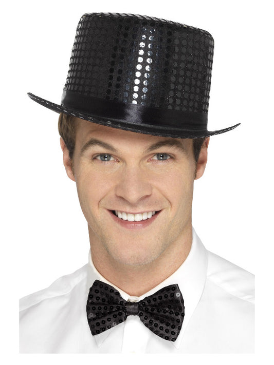 Sequin Top Hat Black
