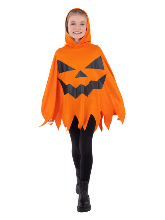 Kids Pumpkin Poncho Orange Kids