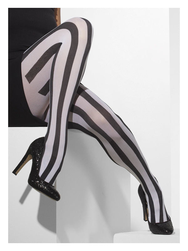 Adult Opaque Tights Black  White