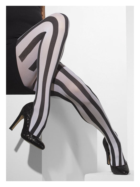 Adult Opaque Tights Black  White